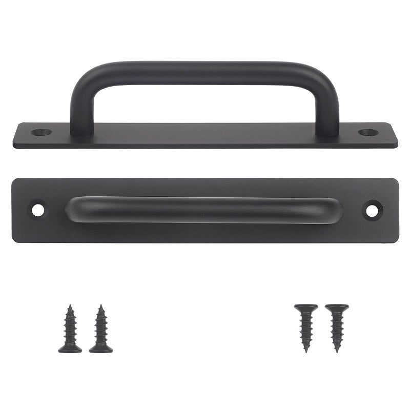 NWUCZW Barn Door Handles 2 Pcs Sliding Door Handle 6.3 Inches Hole Center Black Barn Door Handles Cabinet Handles Door Pull Handle Zinc Alloy Door Pulls with Plate for Sliding Closet Door Handle - Image 1